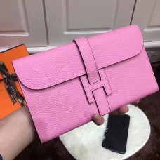 Hermes Jige Portefeuille Togo Cuir Rose