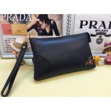 Pochette en cuir pour hommes Prada 3318 Noir