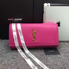 Pochette YSL Saint Laurent 27cm Cuir Lisse Rose