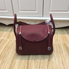 Hermes Lindy 30cm Sac à main Bordeaux Argent