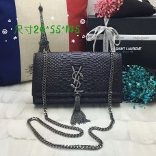 Sac chaîne YSL Monogram Tassel 24cm Serpent Noir