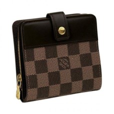 Portefeuille compact zippé Louis Vuitton N61668 Toile Damier Ebene